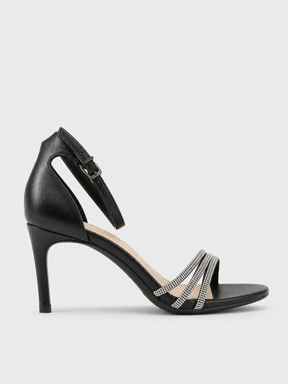 Scarpe tacco in pelle con gemme - TA2408